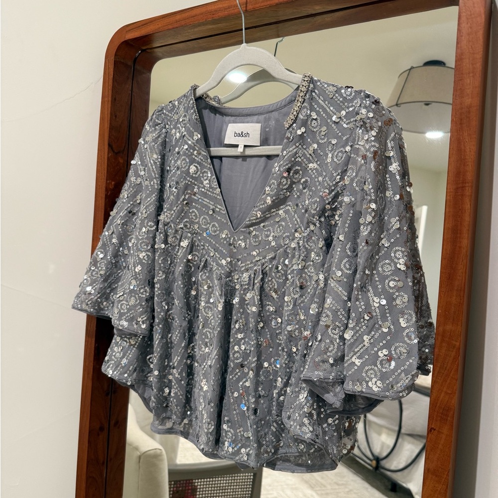 Gray Sequin Women's Top - image 3